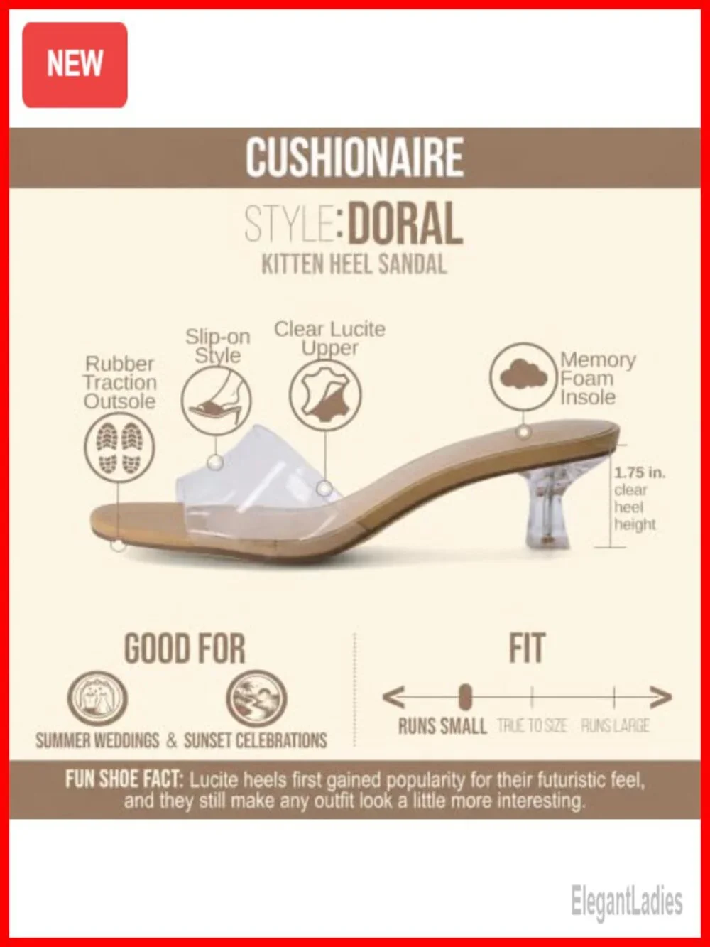 Clear Slip-On Kitten Heel Open Toe Dress Sandals Cushioned Footbed